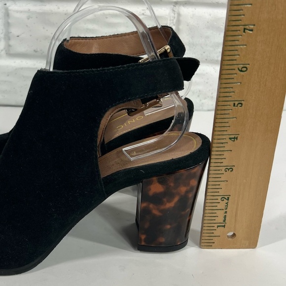 VIONIC Lacey Tortoise Block Heel Sling Back Black Suede Shoes Rubber Sole Size 8 - Picture 8 of 8